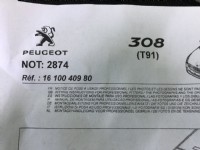 Peugeot 308 T9 Arka Kapı Cam Perdesi Orjinal